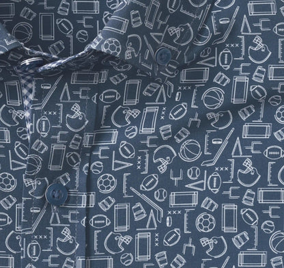 Game Day XC4® Short-Sleeve Multi-Sport Print Shirt - Navy
