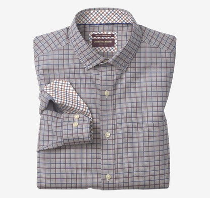 Ovation Non-Iron Dress Shirt - Tan Multi Mini Glen Plaid