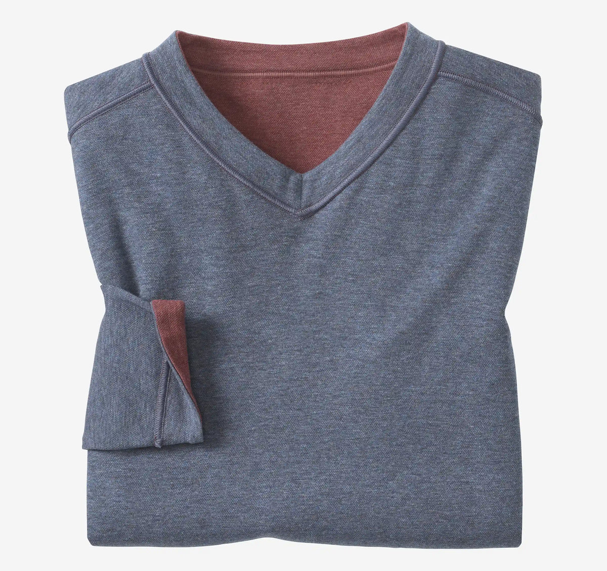 Icon Reversible V-Neck Pullover - Berry/Blue