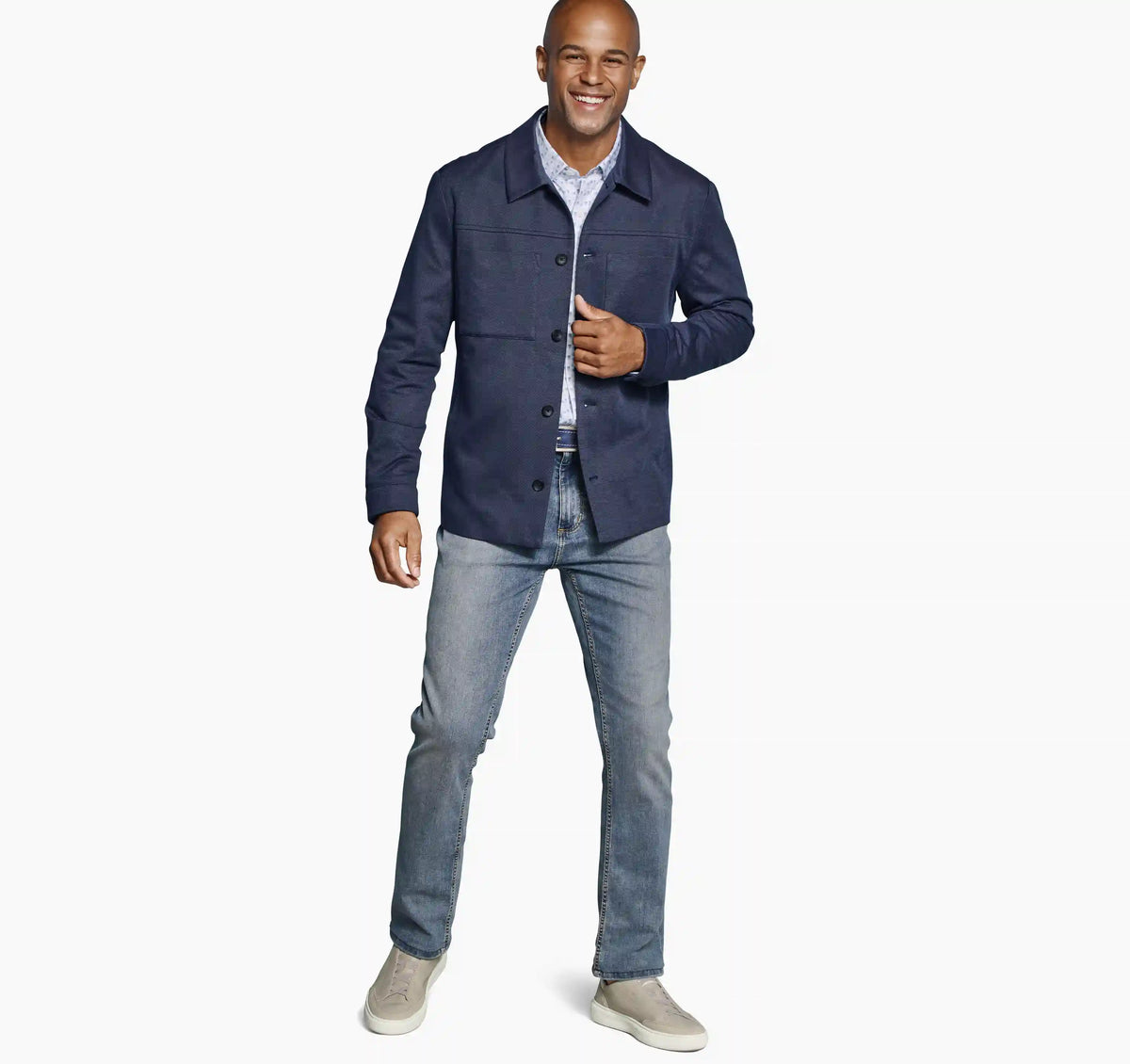 XC Flex® Pinnacle Knit Shirt Jacket - Navy Birdseye