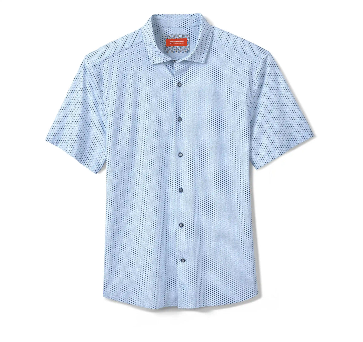 XC+™ Motion Short-Sleeve Print Knit Shirt - Light Blue Square Diamond