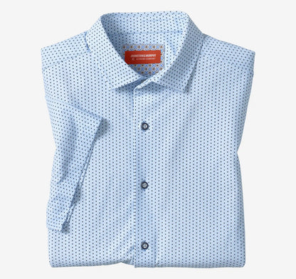 XC+™ Motion Short-Sleeve Print Knit Shirt - Light Blue Square Diamond