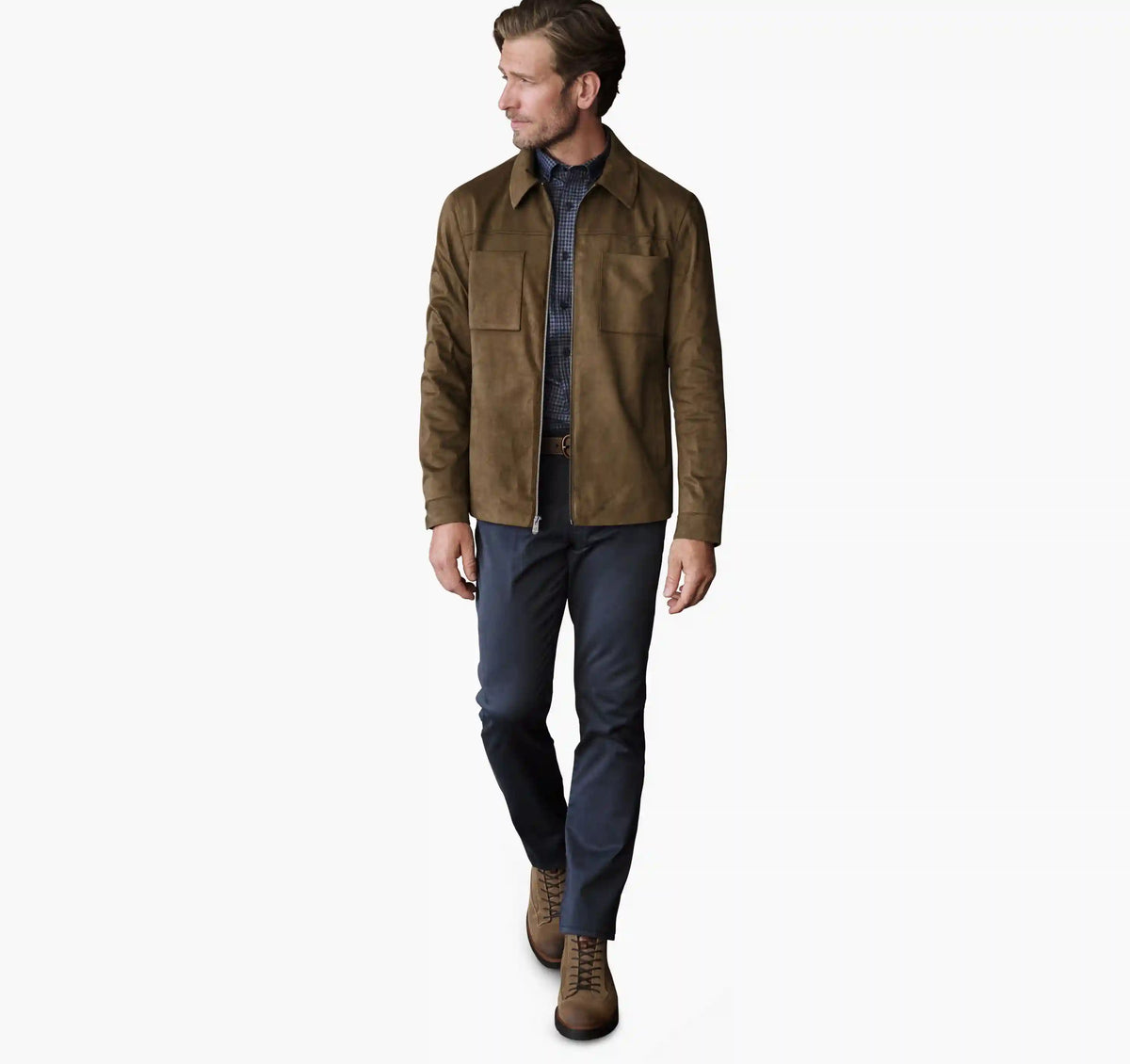 Bardwell Full-Zip Jacket - Camel Faux Suede