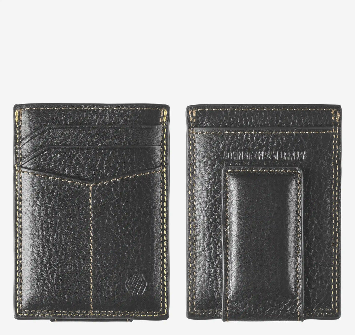 Double-Contrast Stitch Front Pocket Wallet - Black
