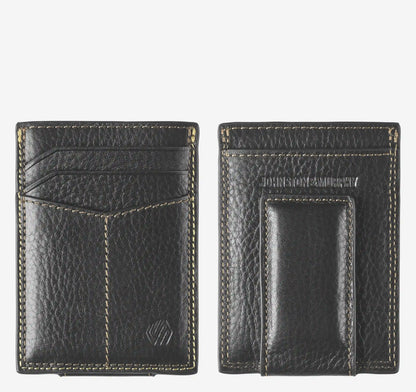 Double-Contrast Stitch Front Pocket Wallet - Black