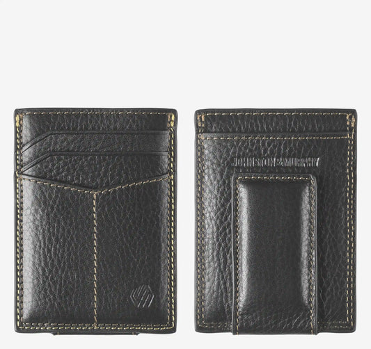Double-Contrast Stitch Front Pocket Wallet - Black