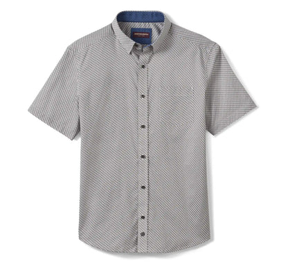 Logan Printed Short-Sleeve Shirt - Gray Diamond Grid