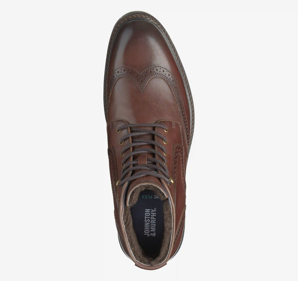 XC Flex® Cade Shearling Wingtip Boot - Mahogany Hand-Finished Full-Grain Leather/Shearling
