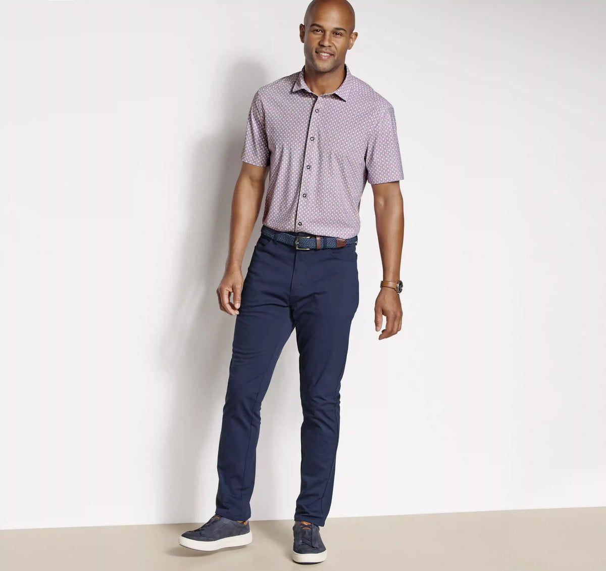XC+™ Motion Short-Sleeve Print Knit Shirt - Pink Medallion