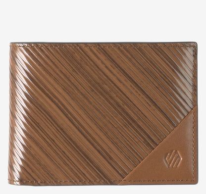 Hudson Diagonal-Etched Billfold Wallet - Tan Multi Full-Grain Leather