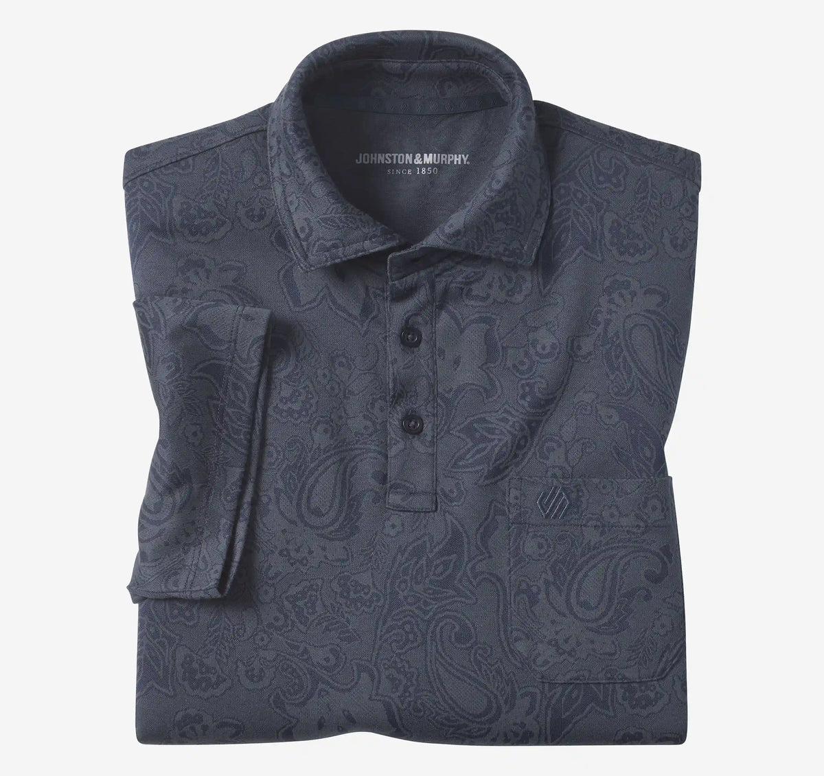 Evans Jacquard Polo - Navy Paisley