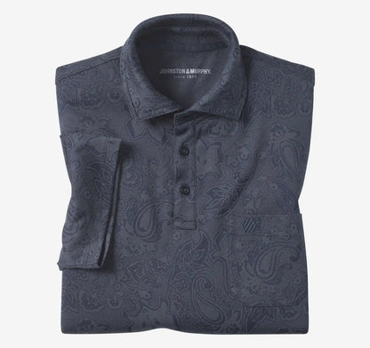 Evans Jacquard Polo - Navy Paisley