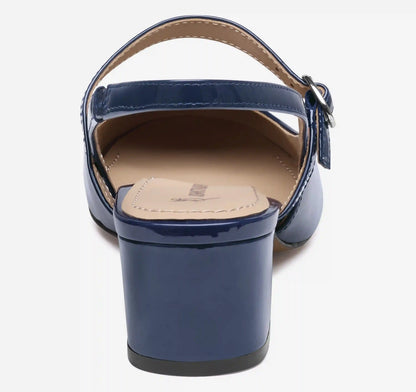 Sienna Mary Jane Slingback - Navy Patent Leather