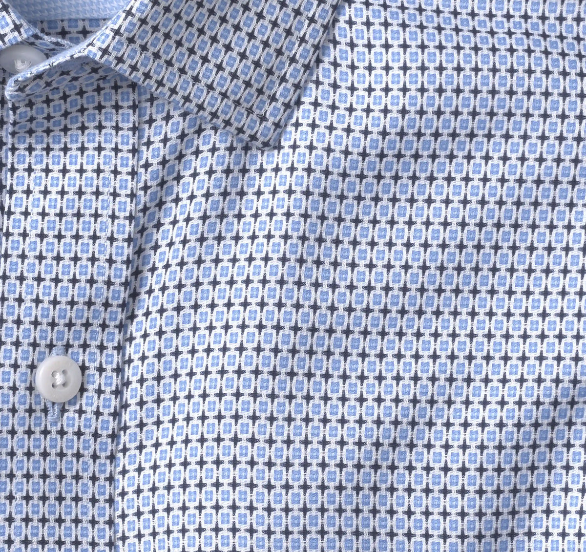 Ovation Non-Iron Dress Shirt - Blue Outlined Squares
