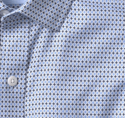 Ovation Non-Iron Dress Shirt - Blue Outlined Squares
