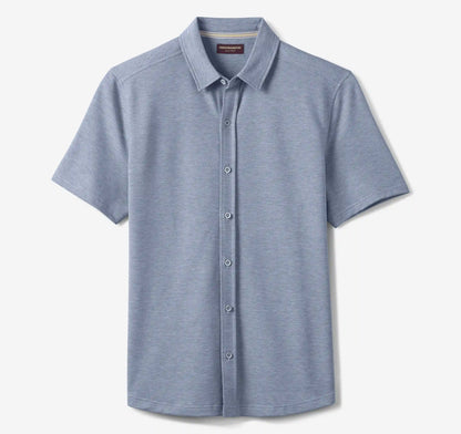 Bennett Short-Sleeve Shirt - Light Blue Honeycomb