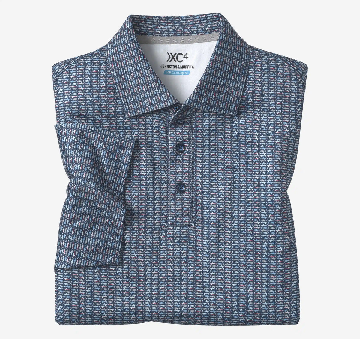 XC4® Performance Print Polos + Cool Degree® - Navy Micro Shark