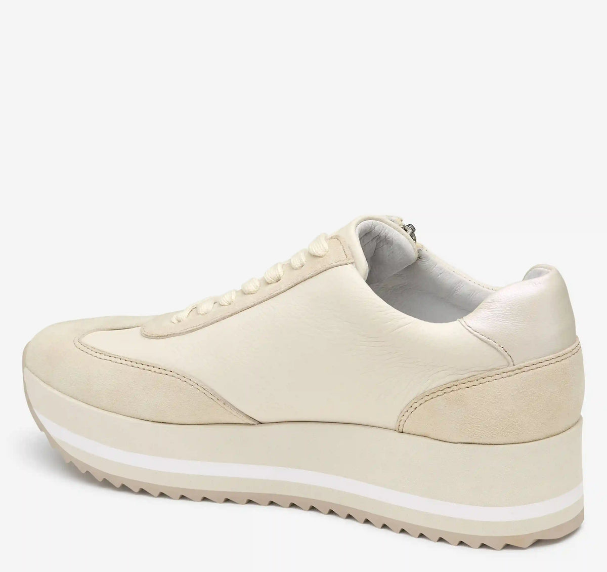 Gracie Side-Zip Lace Up - Bone Calfskin/Suede
