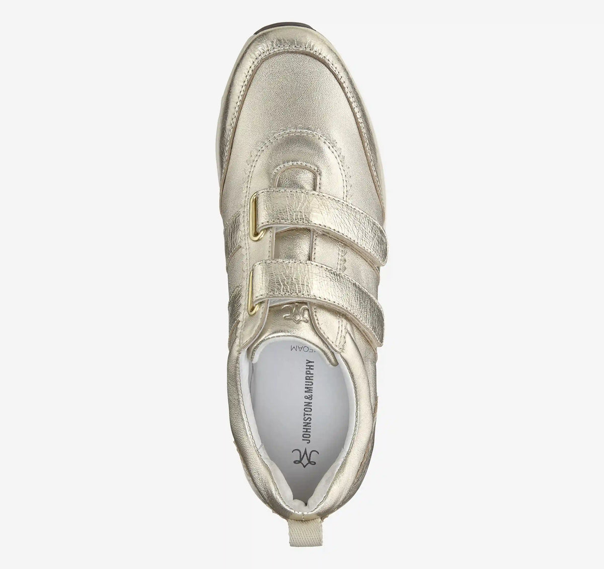 Gracie Double-Strap Sneaker - Gold Italian Metallic Sheepskin/Crinkled Sheepskin