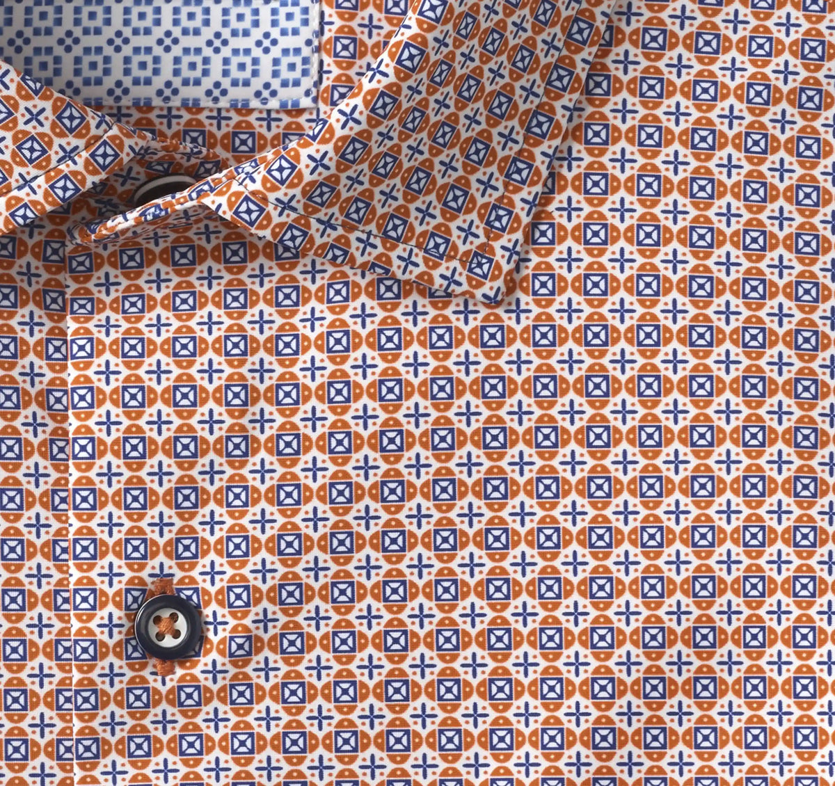 XC+™ Motion Short-Sleeve Print Knit Shirt - Orange Quad Grid