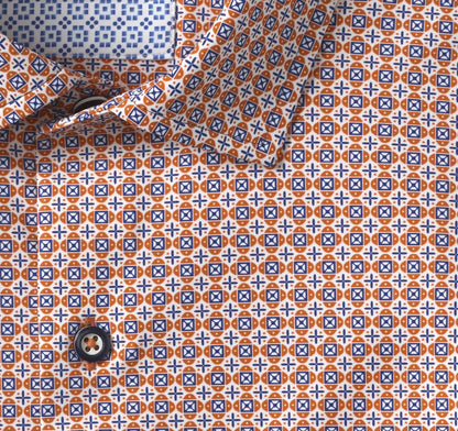 XC+™ Motion Short-Sleeve Print Knit Shirt - Orange Quad Grid