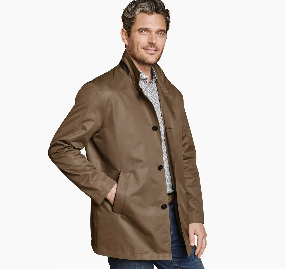 Upton Water-Resistant Raincoat with Removable Liner - Whiskey/Gray Plaid