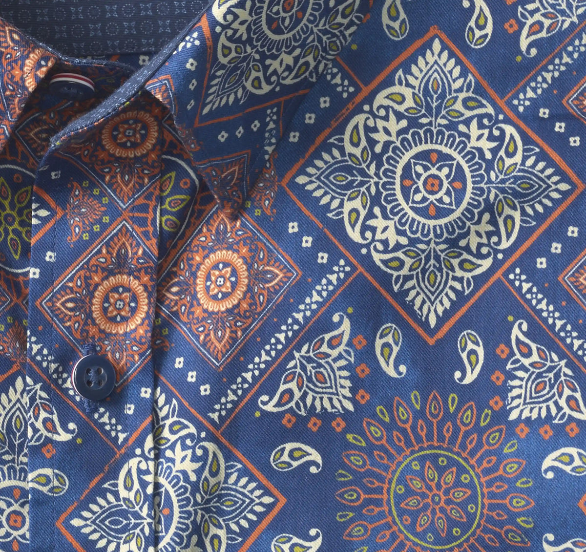Logan Printed Short-Sleeve Shirt - Navy/Red Bandana