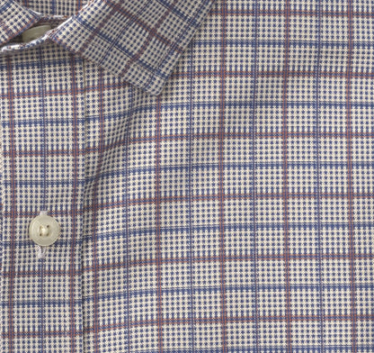 Ovation Non-Iron Dress Shirt - Tan Multi Mini Glen Plaid