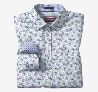 Logan Printed Long-Sleeve Shirt - Gray/Blue Medallion Disc