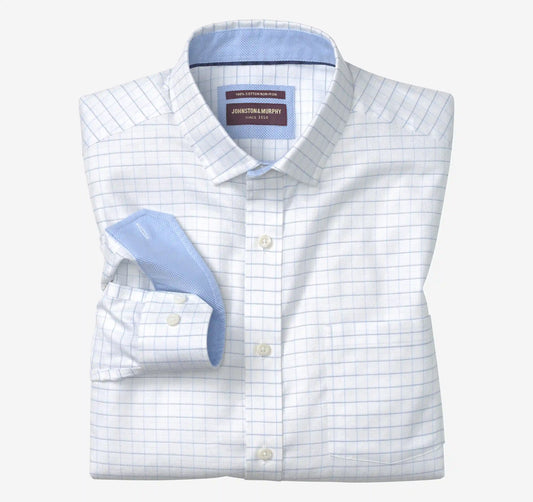Ovation Non-Iron Dress Shirt - White Windowpane