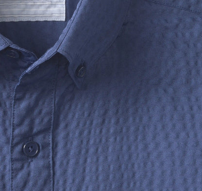 Leland Seersucker Short-Sleeve Shirt - Navy