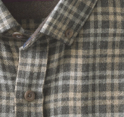 Neal Heathered Shirt - Charcoal/Tan Split Plaid