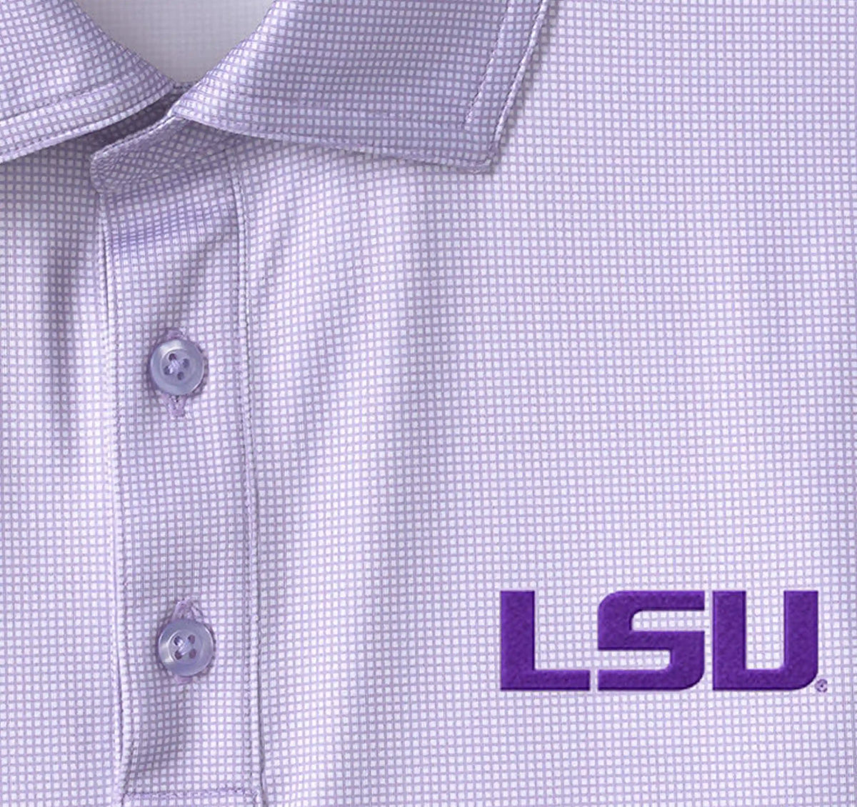 Collegiate XC+™ Gingham Polo - LSU - Violet Shirt