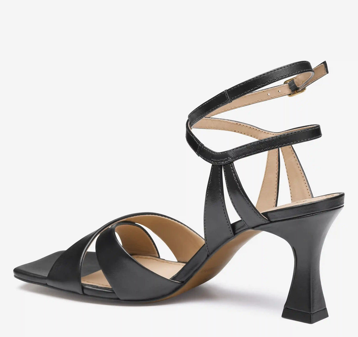 Christine Cross-Band Sandal - Black Glove Leather