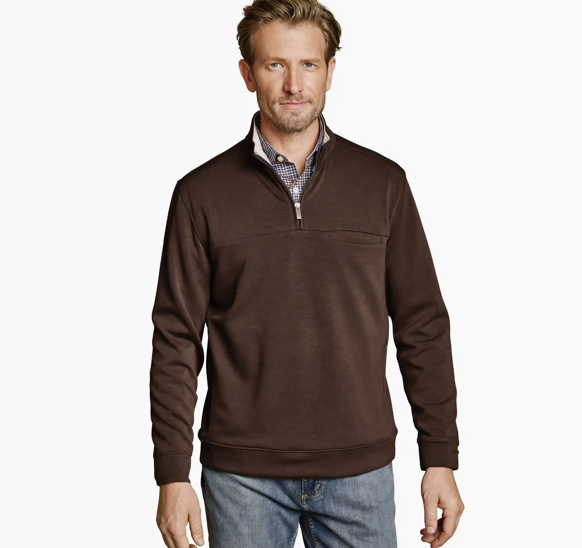 Essential Pocket Quarter-Zip - Brown