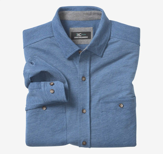 XC Flex® Stretch Indigo Long-Sleeve Shirt - Blue