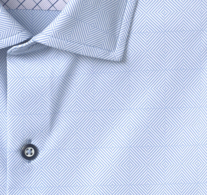 XC+™ Motion Long-Sleeve Dress Knit Shirt - Blue Diamond Grid