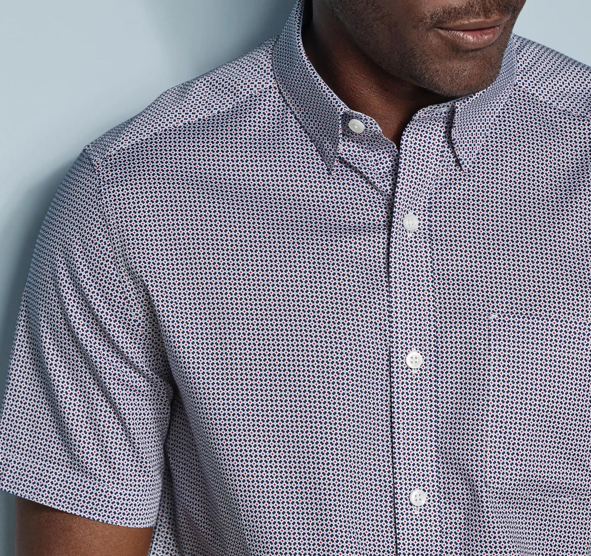 Logan Printed Short-Sleeve Shirt - Navy/Red Mini Floral