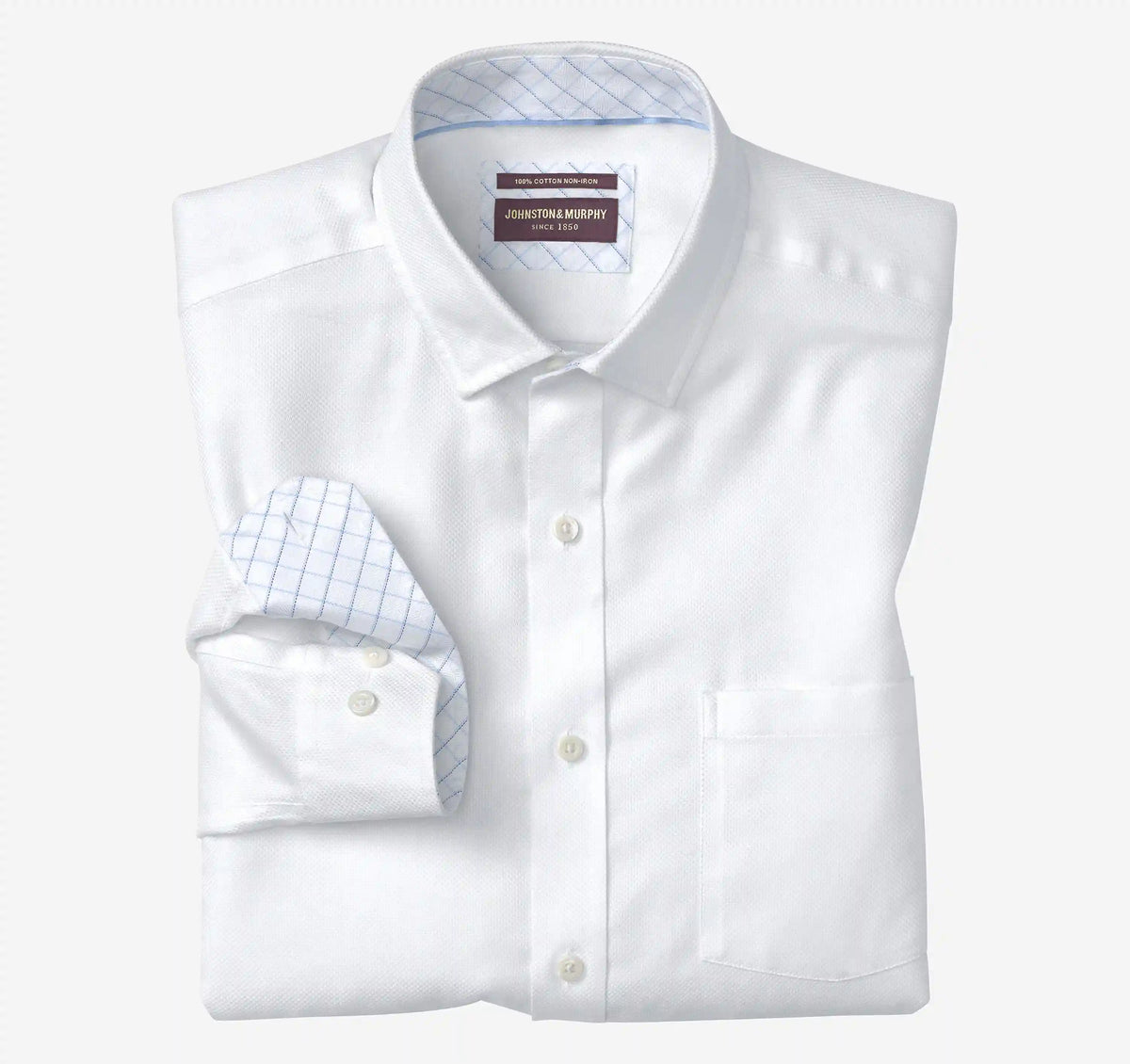 Ovation Non-Iron Dress Shirt - White Solid Birdseye