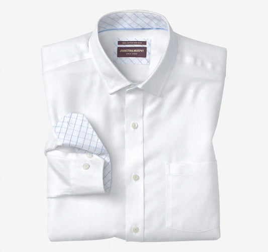 Ovation Non-Iron Dress Shirt - White Solid Birdseye