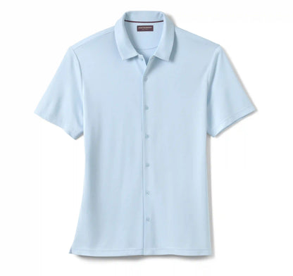 Vintage Birdseye Button-Front Shirt - Light Blue