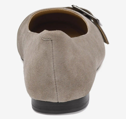 Claire Belted Flat - Taupe Kid Suede/Glove Leather