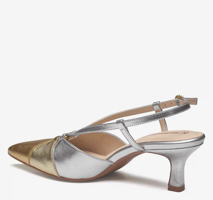 Lindsey Ring Slingback - Gold Multi Metallic Sheepskin