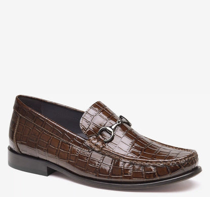 Humphrey Bit Loafer - Brown Croc-Embossed Full-Grain Leather