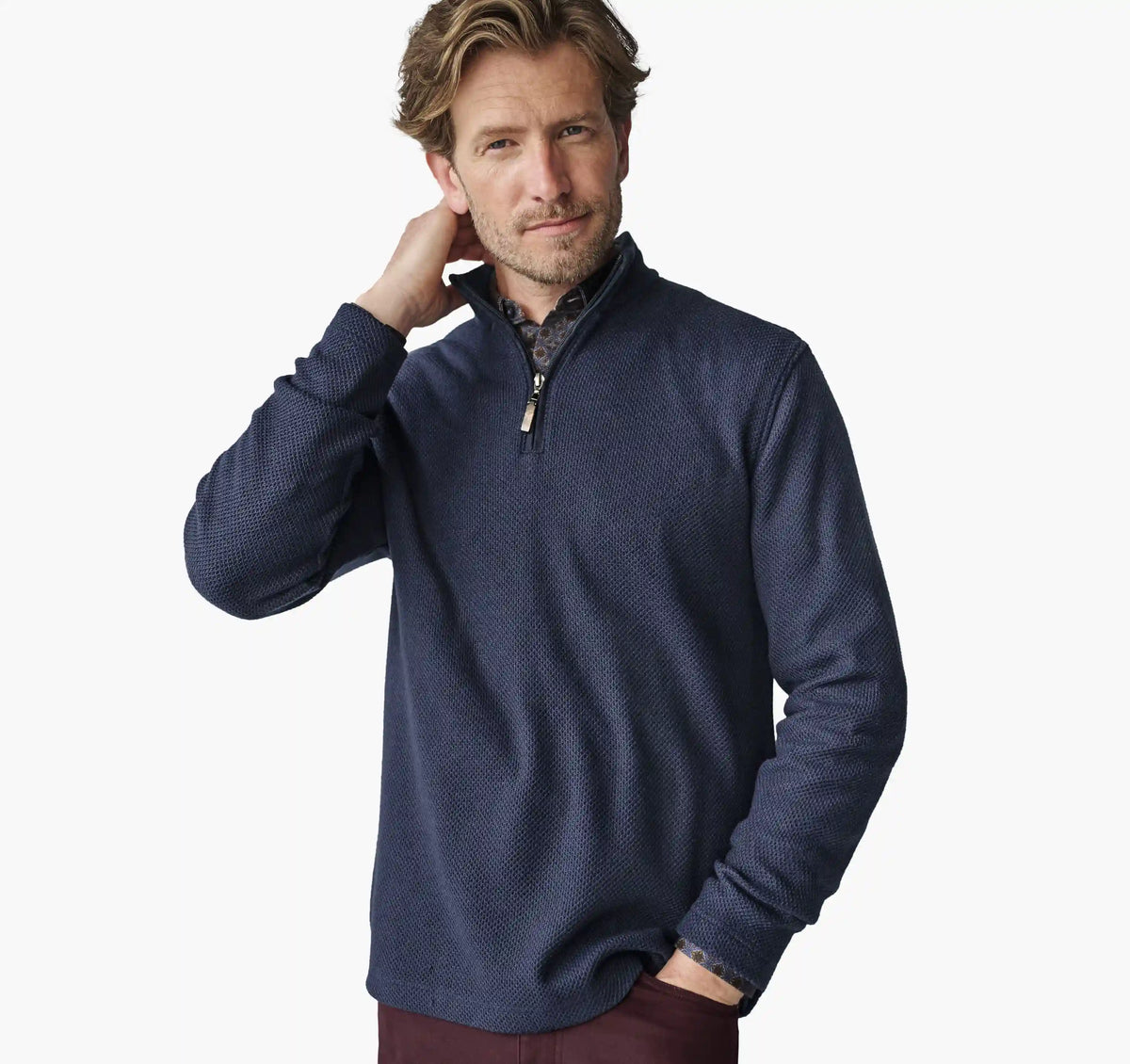 Dalton Mélange Quarter-Zip - Navy