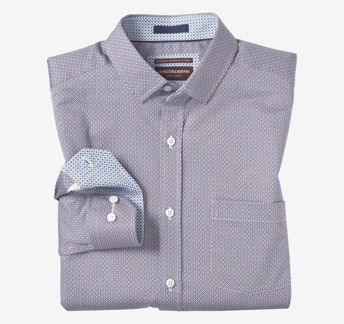 Logan Printed Long-Sleeve Shirt - Blue/Burgundy Mini Burst