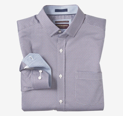 Logan Printed Long-Sleeve Shirt - Blue/Burgundy Mini Burst