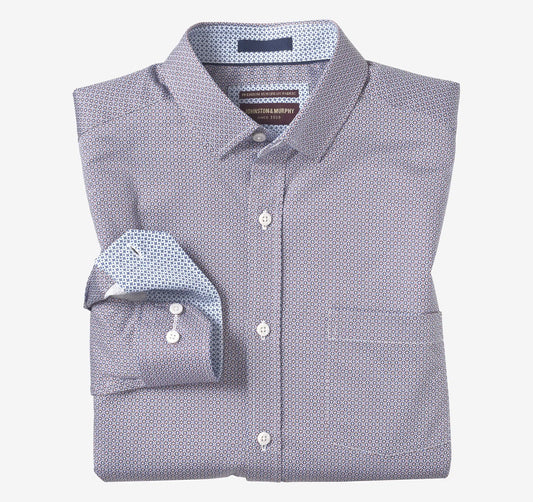 Logan Printed Long-Sleeve Shirt - Blue/Burgundy Mini Burst