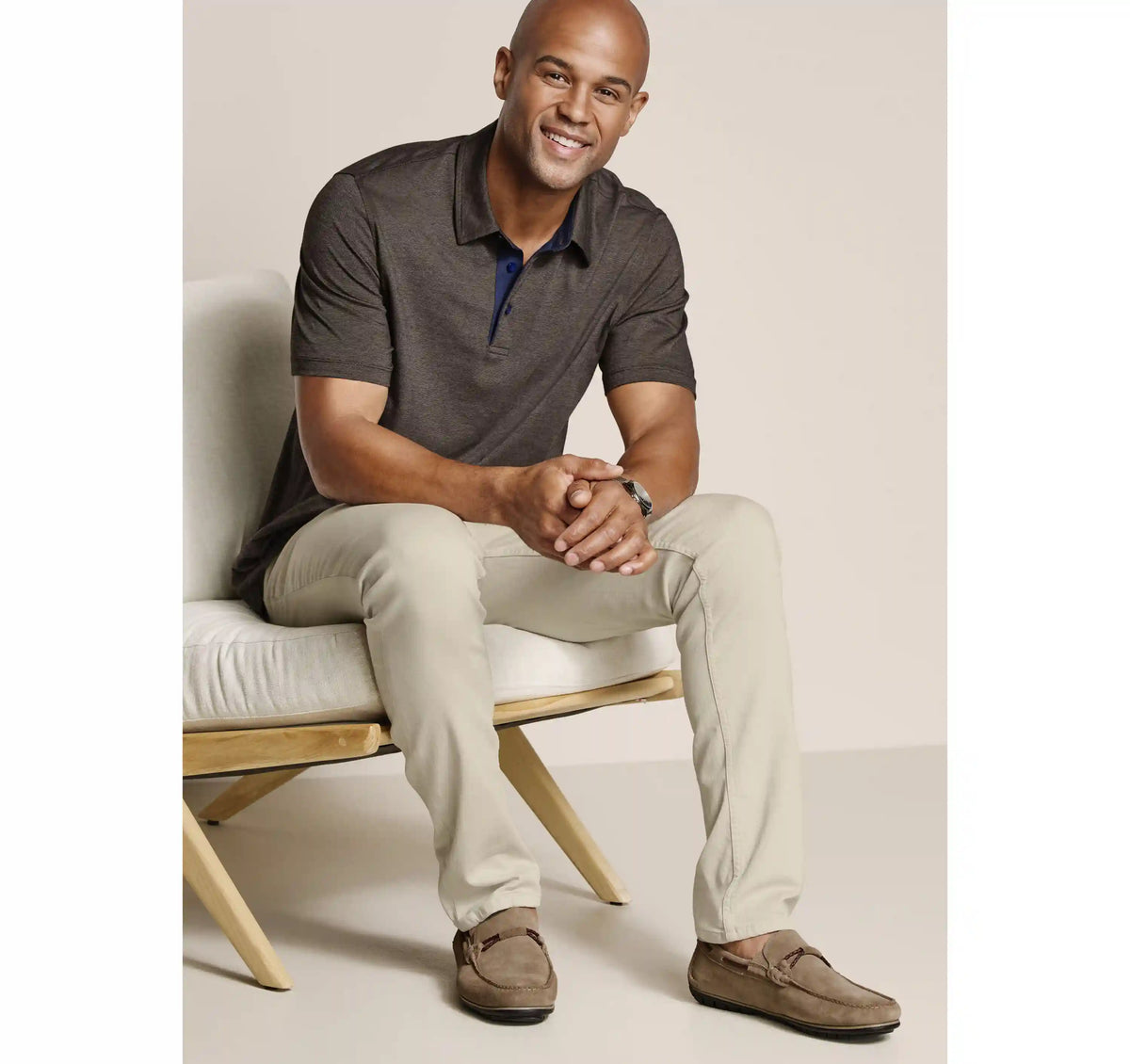 Fine-Stripe Polo - Brown/Navy Stripe