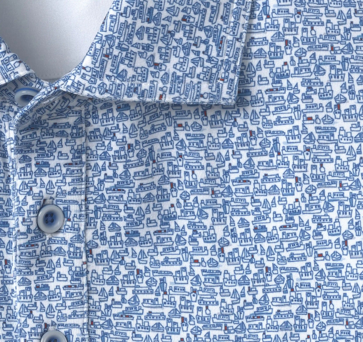 XC4® Performance Print Polos + Cool Degree® - White/Navy Boat
